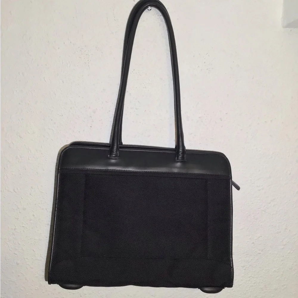 Bric’s black nylon/leather laptop shoulder bag